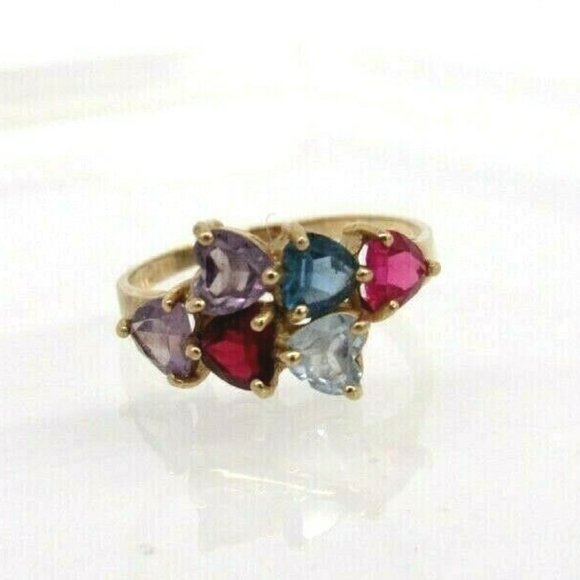 solid 10k Multi Color Hearts.SOLD - Picture 2 of 3